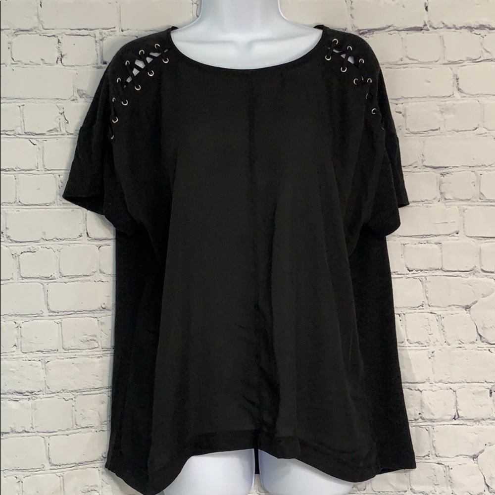 A.N.A. Black blouse with sheer front XL